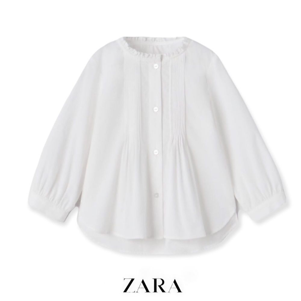 ZARA Kids | White | POPLIN SHIRT WITH PLEATS